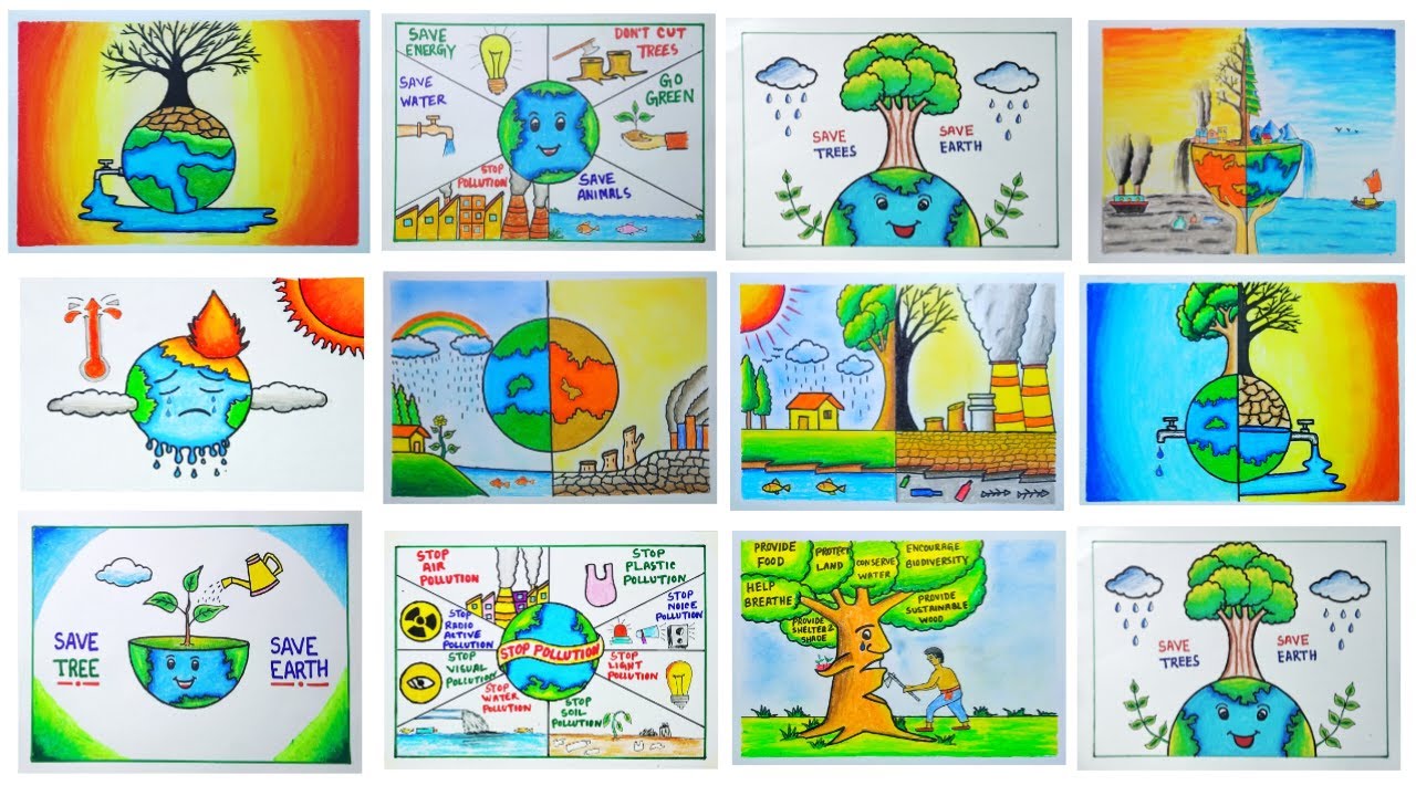 12 Save Environment Poster Ideas / Save Environment Save Earth Drawing Poster / Environment Drawing