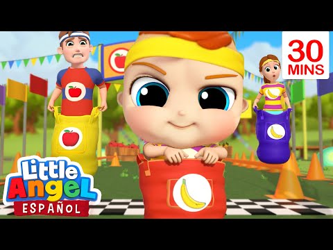 ¿Quién ganará la carrera, Manzanas o bananas?🍎🍌 | Canción Infantil | Little Angel Español