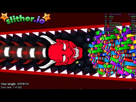 Slither.io A.I. Oni Demon Vs Giant Snakes - Epic Skin Slitherio Vip Best Gameplay - World Record