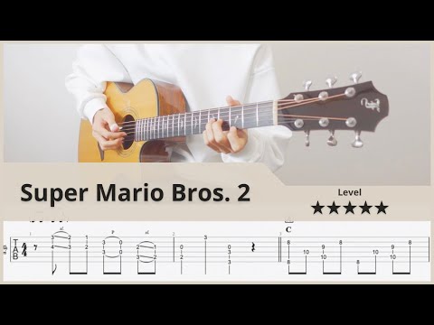 【TAB】スーパーマリオブラザーズ２ - Super Mario Bros. 2 Overworld - FingerStyle Guitar ソロギター【タブ】