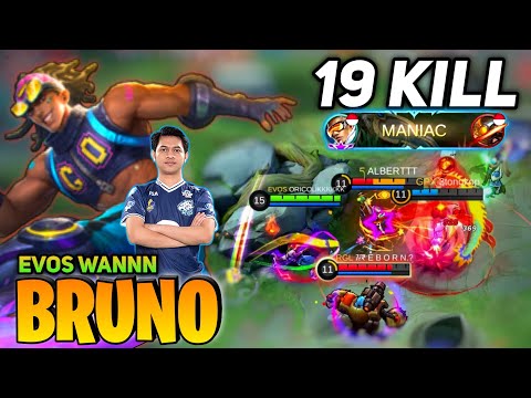 MANIAC! 19 KILL! Bruno Deadly Critical Damage [Top Global Bruno] By EVOS Wannn - Mobile Legend