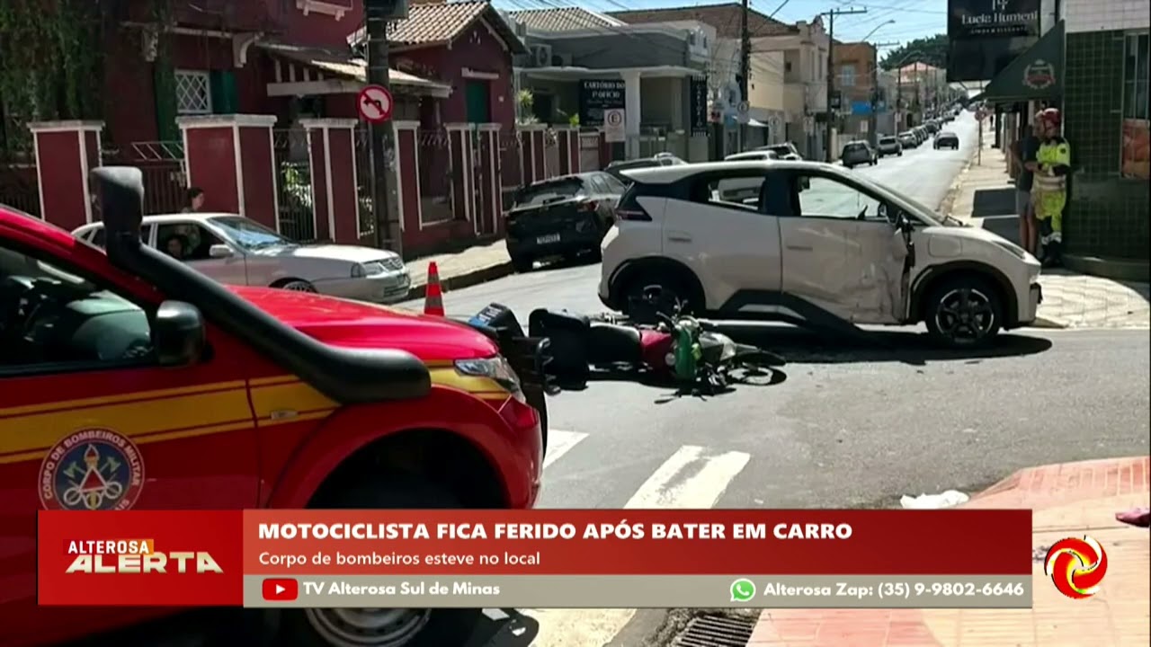 Motociclista fica ferido após bater em carro em Alfenas