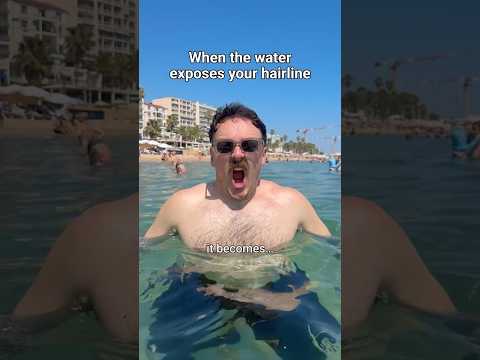 When the water exposes your hairline 🌊👀 #comedy #sketch #Couple #hairline #relatable #holiday