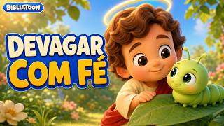 Lagartinha Devagar com Fé 🐛 Música Infantil Cristã sobre Paciência e Confiança | Bibliatoon
