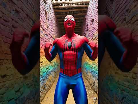 سبايدرمان يهرب من الديناصور المفترس! 😱🚨 النفق ينهار والديناصور يتأذّى! 🦖🔥#spiderman #dinosaur