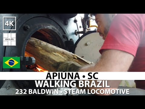 STEAM LOCOMOTIVE 232 Baldwin • Steam Train • Apiúna, Brazil [Trem Maria Fumaça] 🇧🇷【4K】