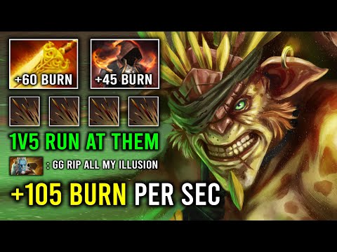 WTF +105 Radiance Flames Burn Per Second 1v5 Run At Them Bristleback vs PL Illusion Army Dota 2