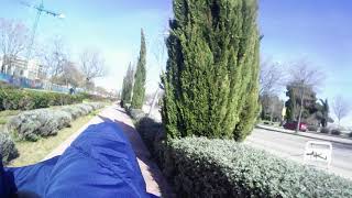 Madrid (España) carril bici Via Lusitana entre av la Peseta y Calle Aguacate