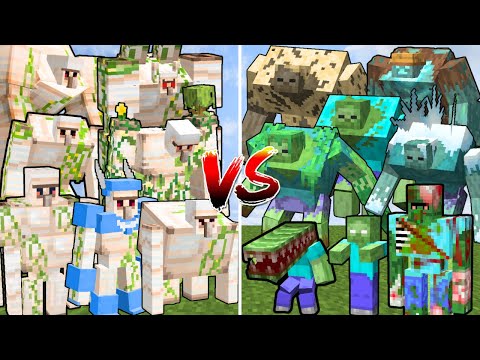 ALL MINECRAFT MUTANT GOLEMS vs ALL MINECRAFT MUTANT ZOMBIES | Minecraft Mob Battle