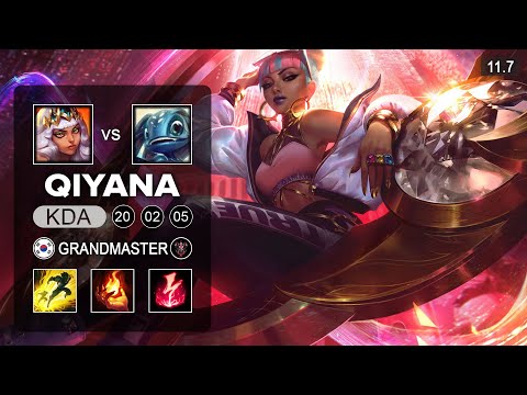 Qiyana Mid vs Fizz - KR Grandmaster Patch 11.7