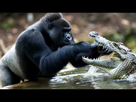 12.23C - Gorilla meets other wild life in the jungle