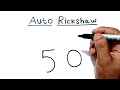 New Trick How To Draw Auto Rickshaw From Number 50 How To Draw Auto Rickshaw Step By Step Easy