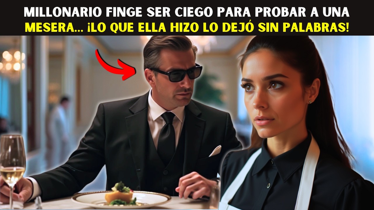 MILLONARIO FINGE SER CIEGO PARA PROBAR A UNA MESERA… ¡LO QUE ELLA HIZO LO DEJÓ SIN PALABRAS!