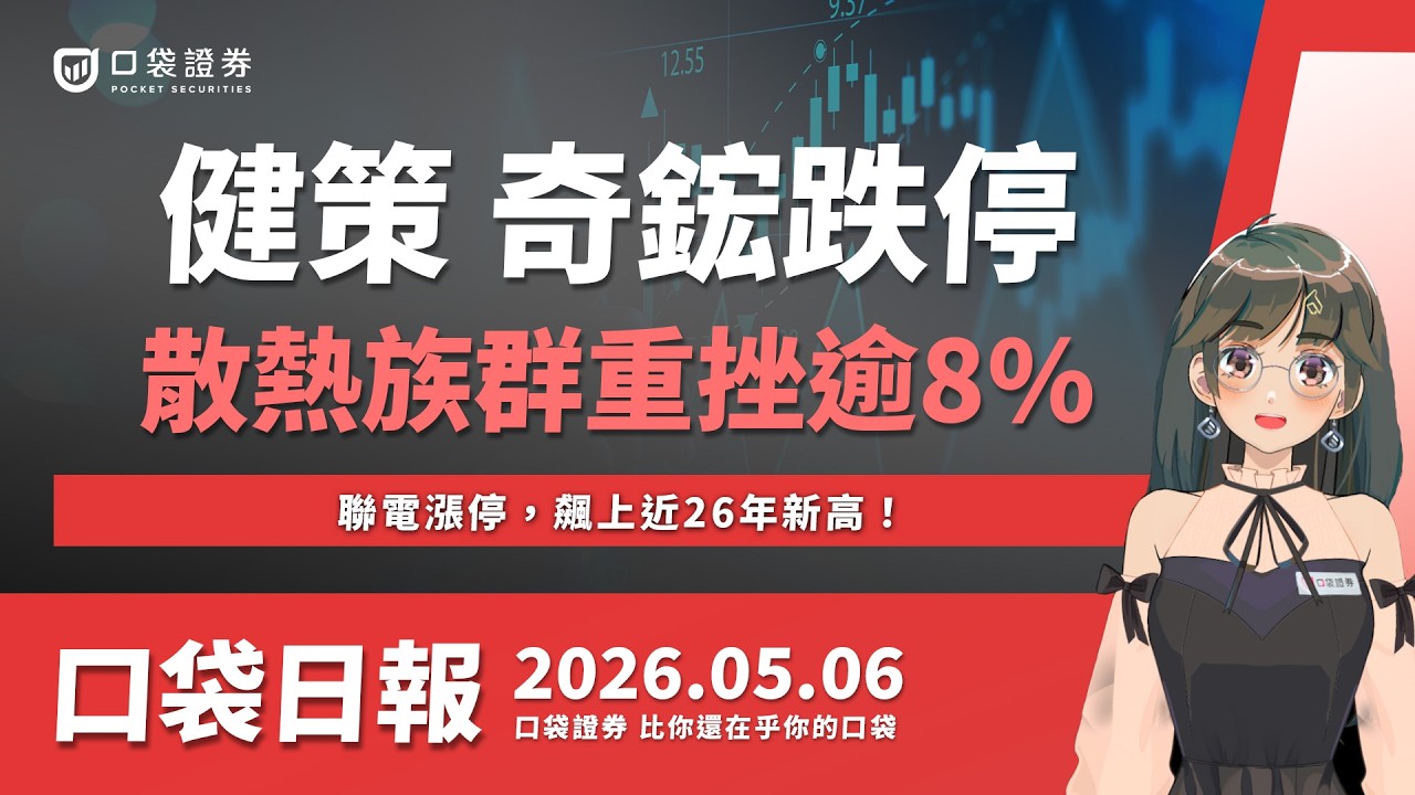 【口袋日報】聯電漲停,飆上近26年新高!健策、奇鋐跌停,散熱族群重挫逾8%!2026.05.06