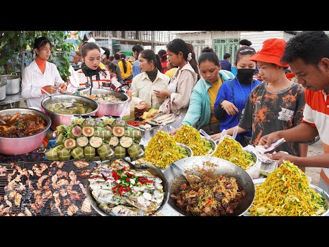 Less than $1 breakfast & lunch @ shoe factory, Cambodian street food