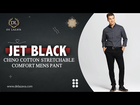 Jet Black Cotton Stretchable Chino 4-Pocket Comfort Men's Pant. (Cross Pocket)
