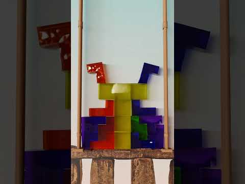 Tetris Alphabet Challenge "T"  - Rigid Body VS Softbody Simulation V11