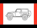 How To Draw A Jeep Wrangler Rubicon Easy Drawing Mahindra Thar Car Step By Step