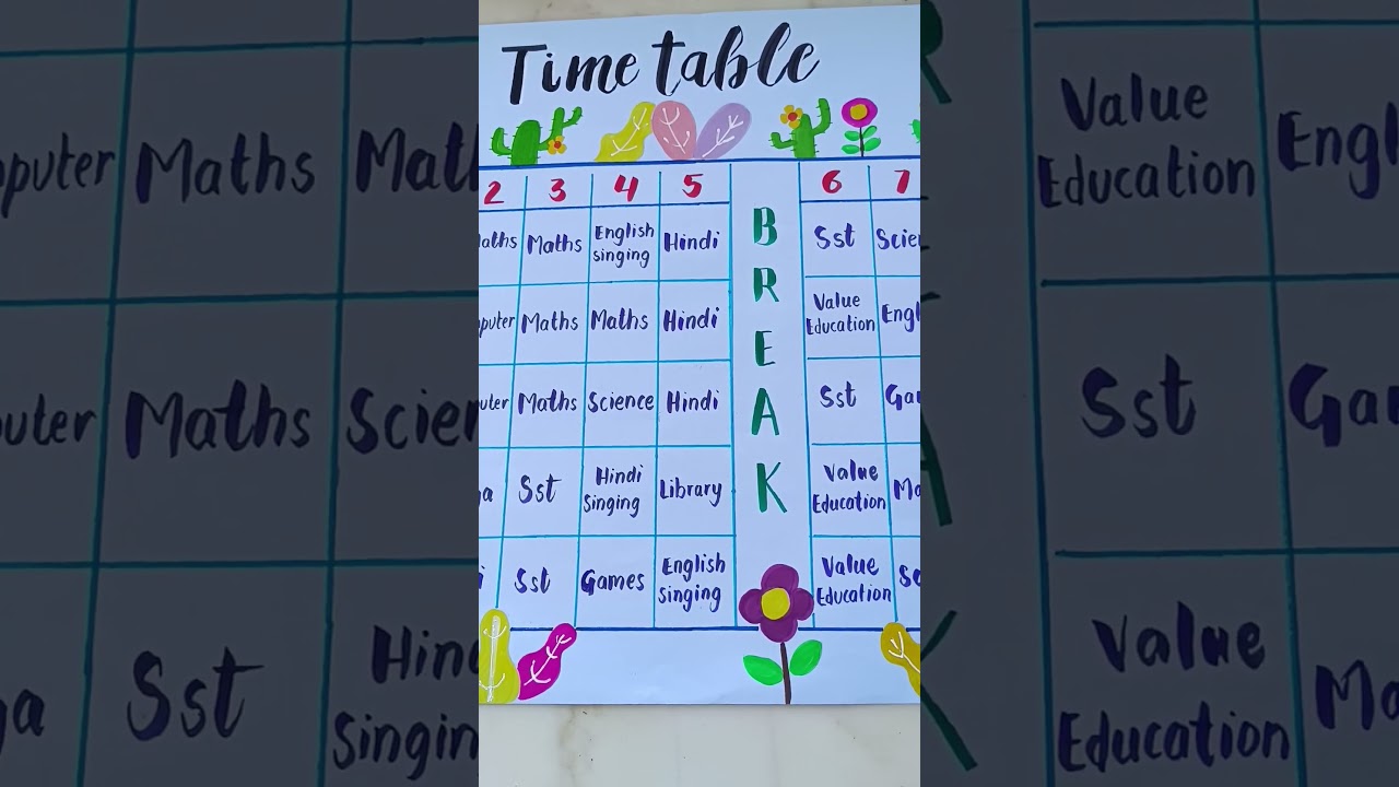 easy handmade school time table chart #schoolprojectmaker #diy #schoolproject Dm for your work done