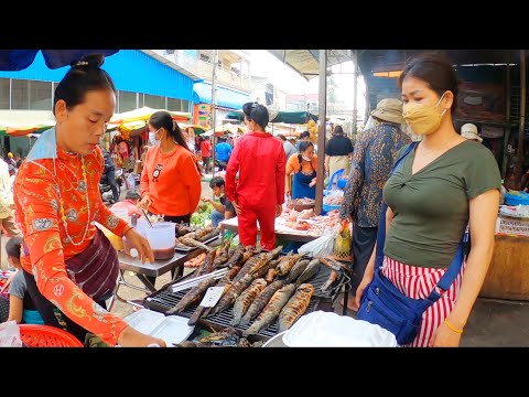 Varieties of Fresh Tropical Fruit, Vegetables, Meats & More - Cambodia Market Street Food