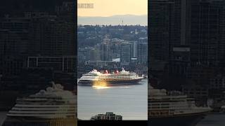 Winter sunset strikes Disney Wonder as she sails away from Vancouver #cruise