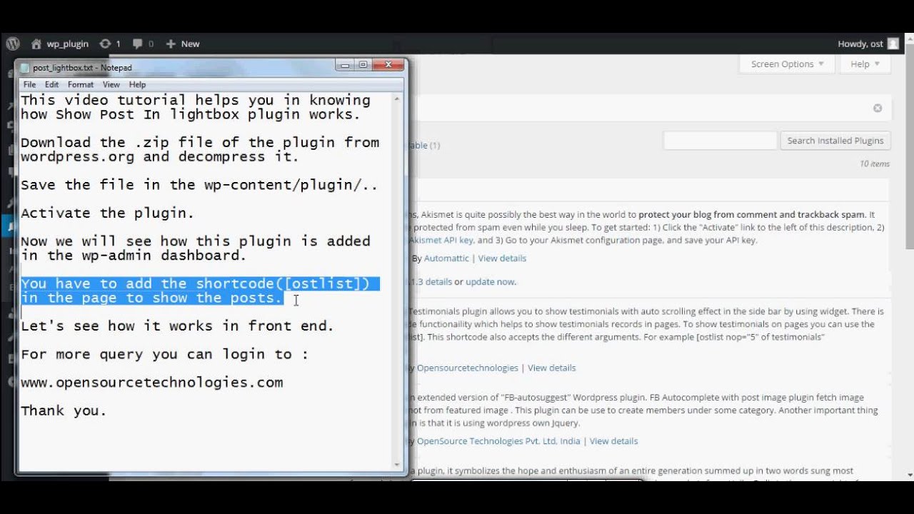 Show Post In lightbox - Wordpress Plugin Tutorial