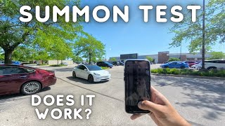 Summon Test FSD Supervised Tesla Model 3