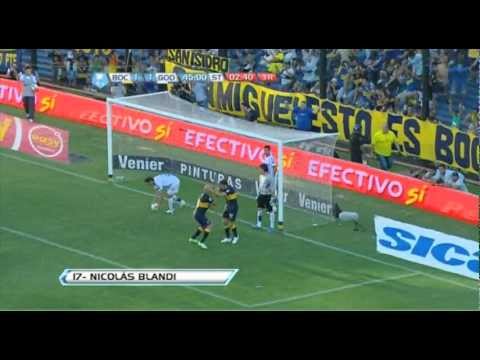 Gol de Blandi. Boca 2 - Godoy Cruz 1. Torneo Inicial 2012. Fecha 19. Fútbol Para Todos