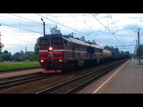 2TE116-1060 (LDZ Cargo) with mixed freight train from Daugavpils passing Lielvārde station