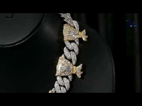 Most Unique 14 Kt Yellow Gold Moissanite Diamond Luxury Cuban Chain
