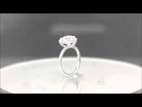 18K WHITE GOLD CUSHION CUT DIAMOND ENGAGEMENT RING ART DECO 2.40CT - ASW - 739N