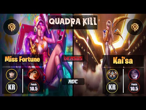 Lava MISS FORTUNE (ADC) [Press the Attack] VS KAI'SA - Challenger KR Patch 10.5 Quadra Kill