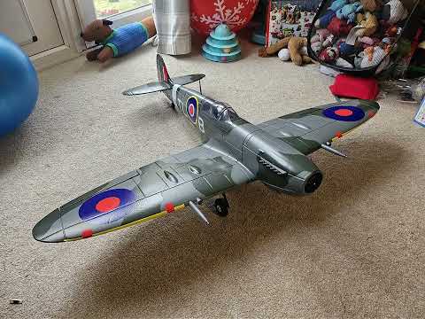 Dynam Spitfire V3 with 3D printed intake/exit air scoop. Light grey accesories all painted to match.
