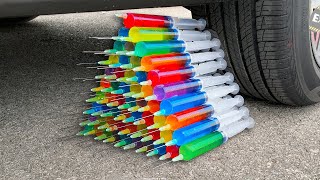 Experiment Car vs Syringes , Coca Cola, Fanta, Pepsi, Sprite | Crushing Crunchy & Soft Things by Car