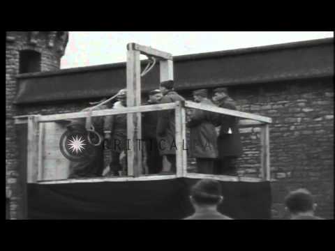 A Nazi war criminal is brought to scaffold for execution by method of hanging in ...HD Stock Footage