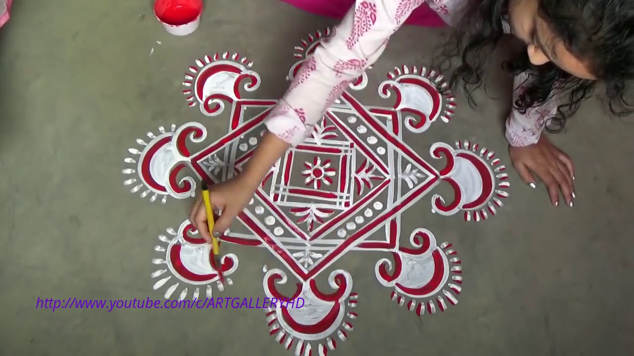 creative chowkpurna rangoli designs with 7x7 dots