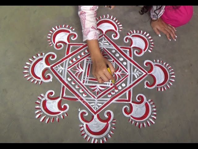 Creative chowkpurna rangoli designs with 7x7 dots