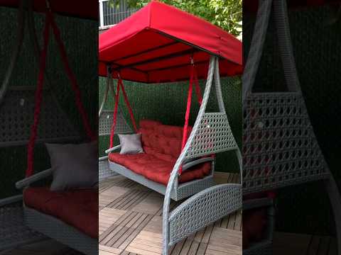 Рів'єра сіра. Садова плетена гойдалка з штучного ротангу #качеля #качели