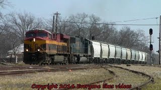 preview picture of video 'KCS 4772 frac sand train at Greenville, TX 03/09/2014 ©'