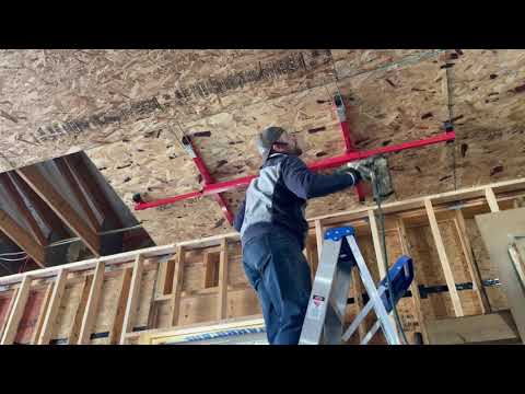 OSB ceiling,   Hanging it on the ceiling