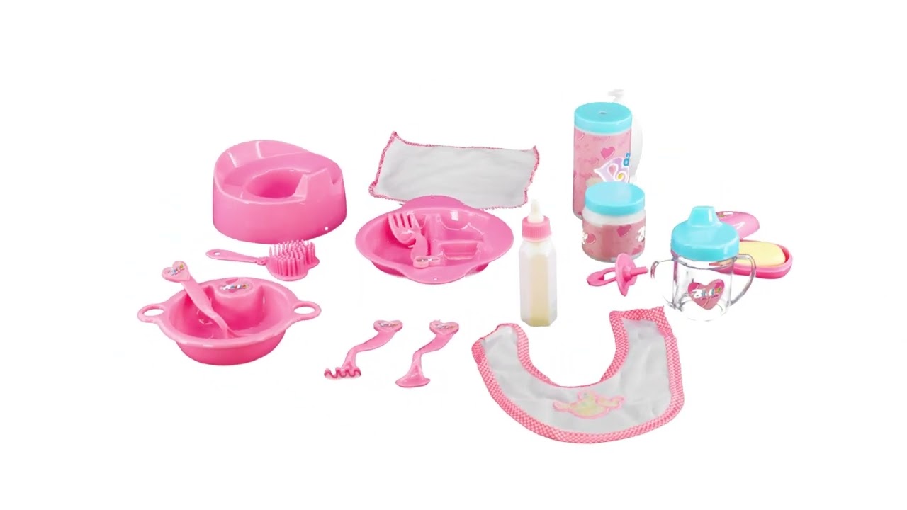 BiBi Doll Baby Doll Accessories Play Set with Carry Case Feeding Set Dummy Potty