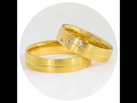 Verighete Aur Galben 14K cu 3 Diamante Naturale și Finisaj Satinat | Rome