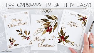 ATTENTION! 🤩 Too EASY To Be This BEAUTIFUL! Stunning Watercolor Christmas Cards ANYONE Can Paint! ✨