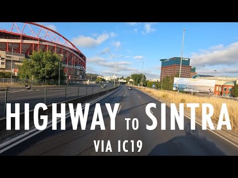 Highway to Sintra, driving from the Lisbon airport to the historical area of Sintra.