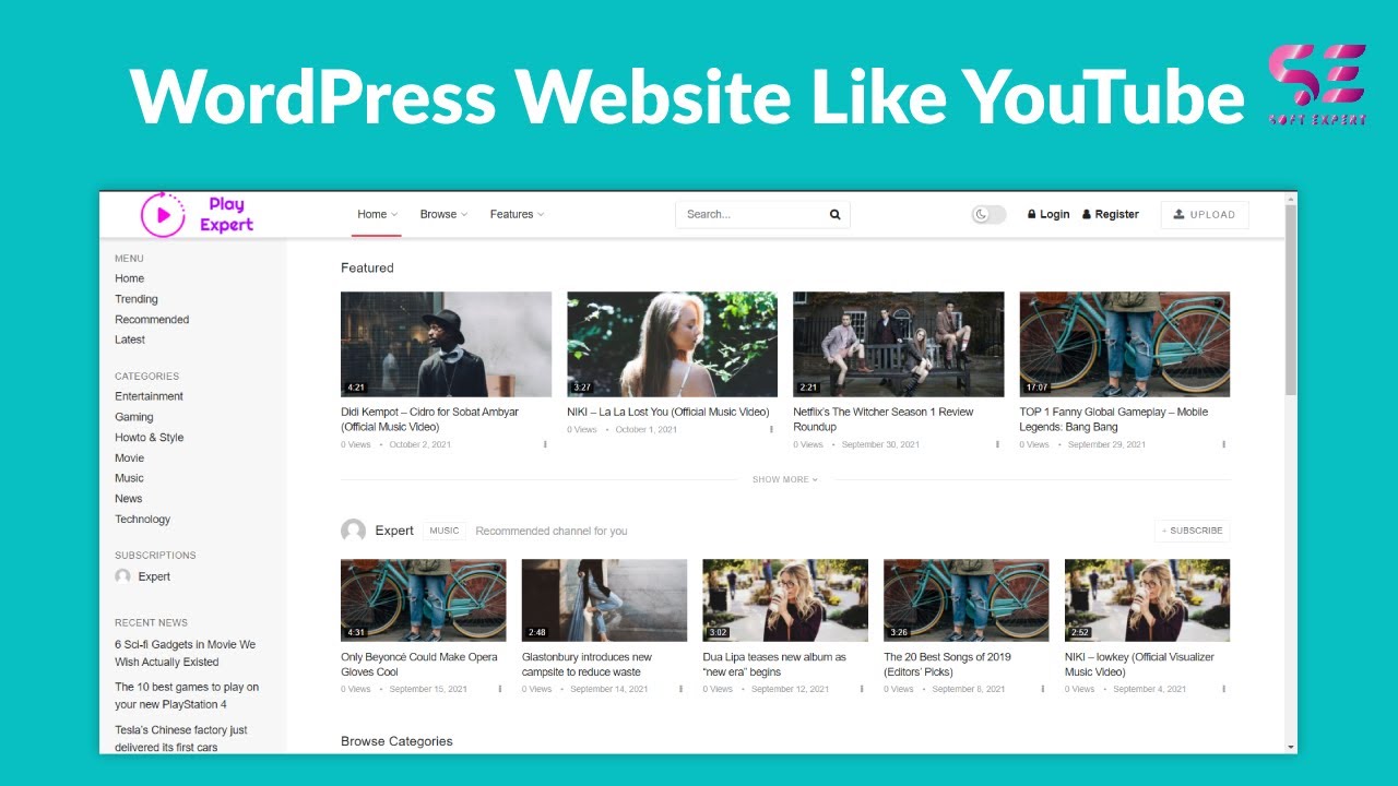How To Make A Website Like YouTube Using WordPress | Video Sharing Website Design