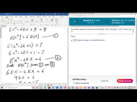 Probability and Statistics Lesson 43: Finding mean and variance by solving a system of equations