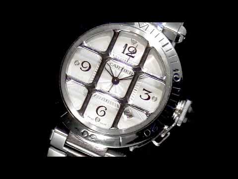 Men's Stainless Steel Cartier Pasha 'Grille' Automatic Wristwatch