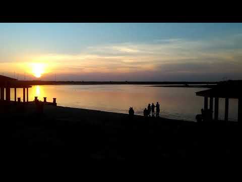 Beautiful Sunrise on Gomti river beach at Dwarkadhish temple Dwarka,  Gujrat