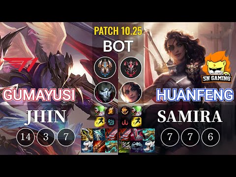 T1 Gumayusi Jhin vs SN huanfeng Samira Bot - KR Patch 10.25