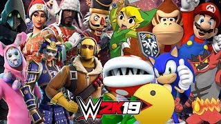 fortnite vs super smash bros ultimate wwe 2k19 royal rumble - fortnite in smash bros ultimate